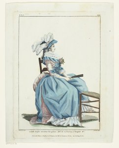 Francia Divatok és Jelmezek Galériája 1787, TTT.388: A gyönyörű Sophie vár... alkotó: Hippolyte Le Bas