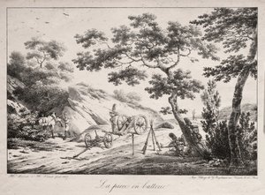 A tüzelésre kész kánon, 1817. alkotó: Hippolyte Lecomte