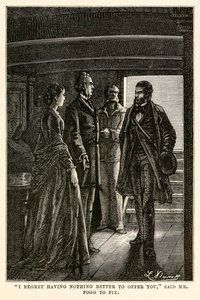 „Sajnálom, hogy nincs jobb ajánlatom” – mondta Fogg úr a Fix-nek, Jules Verne (1828-1905) című művéből, amelyet Henri-Théophile Hildebrand (1824-97) vésett a világ körül nyolcvan nap alatt. alkotó: Hippolyte Leon (after) Benett