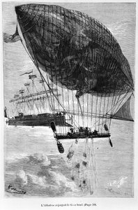 Az Albatross és a Go-ahead, illusztráció Jules Verne (1828-1905) „Robur le Conquerant” című művéből, Párizs, Hetzel, 1886