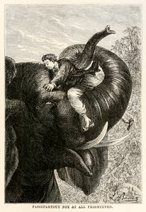 Passepartout egyáltalán nem ijedt meg, Jules Verne (1828-1905) A világ körül nyolcvan nap alatt című filmből, 1873