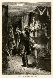 Ez egy hálókocsi volt, Jules Verne (1828-1905) nyolcvan nap alatt a világ körül című művéből, amelyet Adolphe François Pannemaker (1822-1900) metszett, 1873 alkotó: Hippolyte Leon after Benett