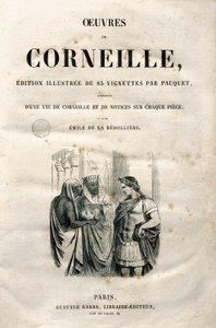 Pierre Corneille műveinek frontképe (1606-1684), 1864-es kiadás (metszet)