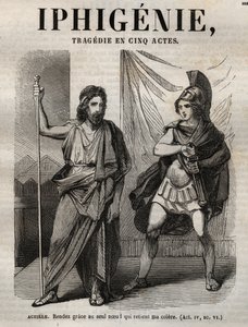 Jean Racine Iphigenie tragédiája – metszet az „Oeuvres de Jean Racine”-ba, Pauquet illusztrálta és Emile de La Bedolliere közleménye – 1851