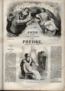 Phedre, Jean Racine (1639-1699 – metszet a „Jean Racine művei” című könyvbe, Pauquet illusztrálta és Emile de La Bedolliere megjegyzése – 1851)
