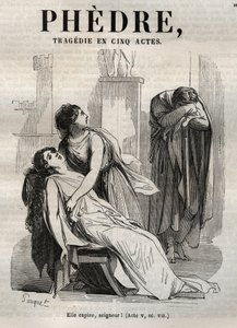 Phedre, Jean Racine (1639-1699 – metszet a „Jean Racine művei” című könyvbe, Pauquet illusztrálta és Emile de La Bedolliere megjegyzése – 1851)