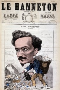 Henri Rochefort (1831-1913) francia újságíró, író és politikus rajzfilmje. Le Hannetonban, június 4-én