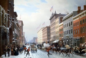 Egy utca Manhattantől New Yorkig 1840-ben Hippolyte Victor Valentin Sebron (1801-1879) festménye 1840 V. 2,25 x 3,30 m Blerancourt. Musee Franco American – utca Manhattanben, New York államban