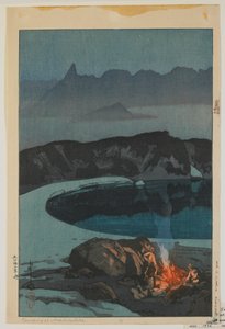 Kemping Washihában, a Tizenkét jelenet a japán Alpokban, Taisho korszak sorozatból alkotó: Hiroshi Yoshida
