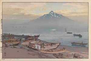 Békés Rishiri (fatömbnyomat papíron) alkotó: Hiroshi Yoshida