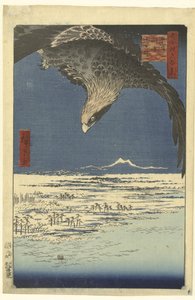 A Jumantsubo síkság Susakinál Fukagawa közelében Fukagawa Susaki Jumantsubo (cím a tárgyon) Edo száz híres nézete (sorozat címe) Meisho Edo hyakkei (sorozat címe az objektumon) alkotó: Hiroshige (I) , Utagawa