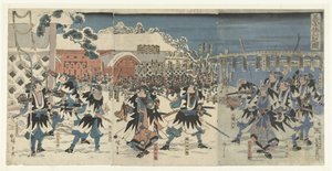 A hitetlen vezér nélküli szamuráj bosszúja Gishi katakiuchi no zu (cím a tárgyon) alkotó: Hiroshige (I) , Utagawa