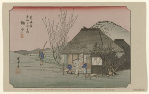 Mariko No. 21. Mariko: az ötvenhárom jegyzett hely egyike Tokaidón, Hiroshige festette De Tôkaidô van Hiroshige (sorozat címe) Hiroshige no fude Tôkaidô (sorozat címe az objektumon) alkotó: Hiroshige (I) , Utagawa