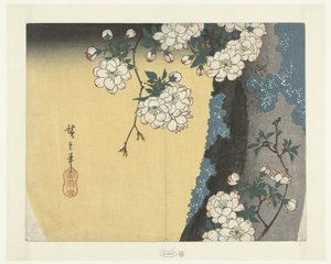 Mohos törzs és cseresznyevirágok alkotó: Hiroshige (I) , Utagawa