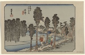 Namazu 13. sz.: Namazu: az ötvenhárom jegyzett hely egyike Tokaidón. Hiroshige festette (cím a tárgyon) De Tôkaidô van Hiroshige (sorozat címe) Hiroshige no fude Tôkaidô (sorozat címe az objektumon) alkotó: Hiroshige (I) , Utagawa
