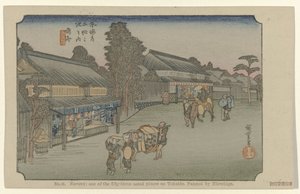 Narumi 41. sz. Naruwi: az ötvenhárom jegyzett hely egyike Tokaidón, Hiroshige festette (cím a tárgyon) De Tôkaidô van Hiroshige (sorozat címe) Hiroshige no fude Tôkaidô (sorozat címe az objektumon) alkotó: Hiroshige (I) , Utagawa