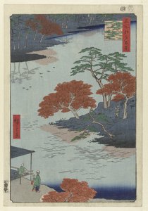 Az Akiba-szentély templomterülete Ukijiben Ukiji Akiba no keidai (cím a tárgyon) Száz híres arc az Edo-n (sorozat címe) Meisho Edo hyakkei (sorozat címe az objektumon) alkotó: Hiroshige (I) , Utagawa