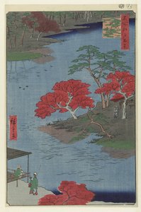 Az Akiba-szentély templomterülete Ukijiben Ukiji Akiba no keidai (cím a tárgyon) Száz híres arc az Edo-n (sorozat címe) Meisho Edo hyakkei (sorozat címe az objektumon) alkotó: Hiroshige (I) , Utagawa