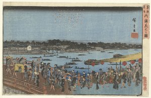 Tűzijáték a Ryogoku hídnál Ryogoku Bashi no hanabi no zu (cím a tárgyon) Híres helyek a keleti fővárosban (sorozat címe) Toto meisho (sorozat címe az objektumon)