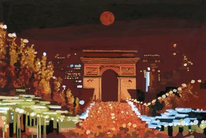 Diadalív és Champs Elysées éjjel, 2015 (guache papíron) alkotó: Hiroyuki Izutsu