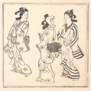 Lap egy Wakoku Hiaku-jo című könyvből: Száz japán nő alkotó: Hishikawa Moronobu
