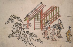 A New Yoshiwara kapu közelében alkotó: Hishikawa Moronobu