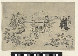 Utazó társaság Ueno képe (másolat) alkotó: Hishikawa Moronobu