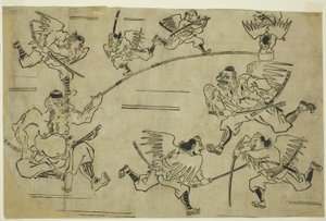 A tengu király tanítványait képezi, 1690 körül