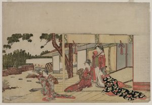 Nők a verandán c. 1800. alkotó: Hishikawa Sori III