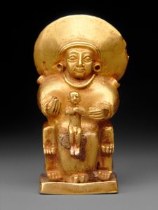 Ülő istennő gyermekkel, ie 1300 körül (arany)