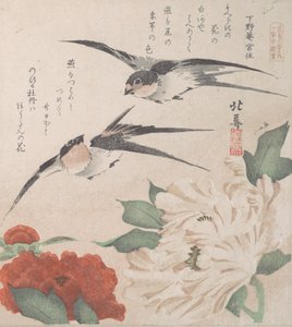 Tavaszi esőkollekció Harusame shu, vol. 3: fecskék és pünkösdi rózsa, kb. 1820., kb. 1820.
