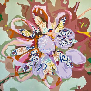 Virágos absztrakt #3, 2023 (gouache, papír)
