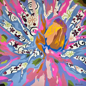 Virágos absztrakt #6, 2023 (gouache, papír)
