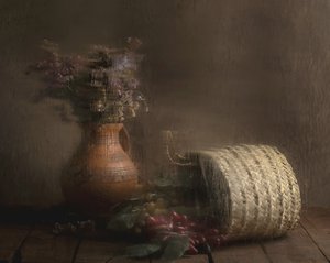 Rusztikus szőlő és virágok alkotó: Homeira moazami