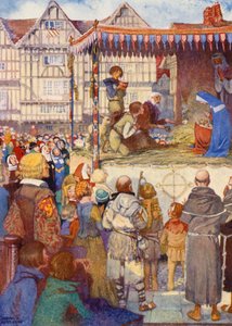 A Chester Miracle Play (színes litográfia) alkotó: Honor Charlotte Appleton