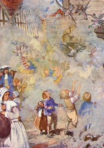 "A szegény galambok nem szívesen hagyták el a házukat" (színes litográfia) alkotó: Honor Charlotte Appleton