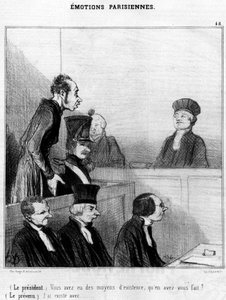 (Elnök) Volt megélhetése, mit csinált vele? (Az alperes) Létezem...,, Honore Daumier (1808-1879) rajzfilmsorozata a párizsi érzelmekről. "Macskazene" alkotó: Honoré Daumier