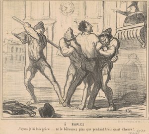 Nápolyban: Lássuk csak, kegyelmet teszek neki... alkotó: Honoré Daumier