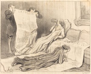 Az újságukat megkapó előfizetők... alkotó: Honoré Daumier