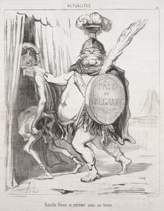 Aktualitások: Akhilleusz visszahúzódik sátrába, 1850. alkotó: Honoré Daumier