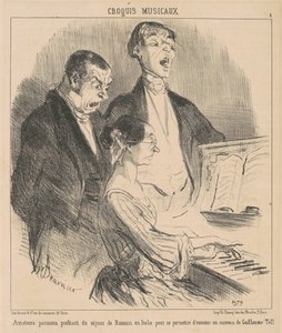 Rossini tartózkodását élvező párizsi amatőrök alkotó: Honoré Daumier