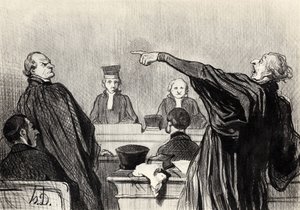Egy ügyvéd, aki nyilvánvalóan teljesen meg van győződve... A Les gens de justice sorozatból, 1845 alkotó: Honoré Daumier