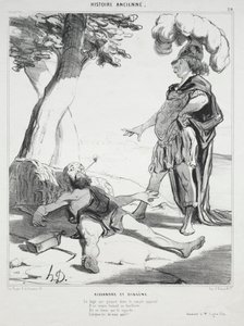 Ókori történelem, 20. tábla: Sándor és Diogenész, 1842. augusztus 14. alkotó: Honoré Daumier
