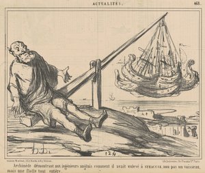 Archimédész az angol mérnökök előtt demonstrál... alkotó: Honoré Daumier
