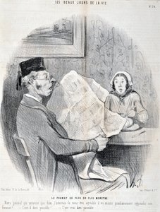 Honore Daumier (1808-1879) műve. Charivari: Az élet szép napjai című sorozat. Az egyre szörnyűbb formátum "-A mi újságunk, amely bejelenti, hogy hogy Önöknek tetsző legyen, hamarosan tovább növeli formátumát!" Lehetséges ez isten? "MUSEE DES B alkotó: Honoré Daumier