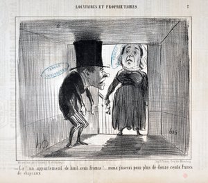 Honore Daumier (1808-1879) Charivari című műve 1854-ből származik: .... egy nyolcszáz frankos lakást!... de több mint tizenkétszáz frankért kalapokat fogok használni" MUSEE DES BEAUX ARTS - PALAIS LONGCHAMP, MARSEILLE MUSEE DES BEAUX ARTS - PALAIS LONGCHAM alkotó: Honoré Daumier