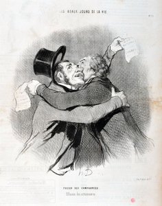 Honore Daumier (1808-1879) műve. A Charivari 1845-ből származik: Serie LES BEAUX DAYS DE LA VIE. Társaságok egyesülése - A részvényesek kilépése. SZÉPMŰVÉSZETI MÚZEUM - LONGCHAMP-PALOTA, MARSEILLE alkotó: Honoré Daumier