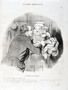 Honore Daumier (1808-1879) alkotásai. Charivari 1848-ból származik: Serie Les beaux jours de la vie. A nővér látogatás - Csókolózzunk apuci kicsi gyermekem - Nem ma akar, de általában...”” SZÉPMŰVÉSZETI MÚZEUM - LONGCHAMP PALOTÁ, MARSEILLE alkotó: Honoré Daumier