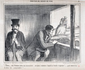 Honore Daumier (1808-1879) Charivari alkotásai 1858-ból származnak: Serie EMOTIONS HU Chemin de fer - „Itt... a feleségem egy úriemberrel... és teljes gőzzel megyünk előre!... semmi meglepetés. őket!!...” SZÉPMŰVÉSZETI MÚZEUM - LONGCHAMP PALOTA, MÁRCIUS alkotó: Honoré Daumier