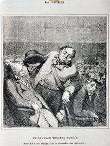 Honore Daumier (1808-1879) alkotásai. A Charivari 1864-ből származik: A színházban készült sorozatvázlatok Új színházi modell. „Semmit sem hagytak figyelmen kívül a nézők kényelme érdekében”” MUSEE DES BEAUX ARTS – PALAIS LONGCHAMP, MARSEILLE alkotó: Honoré Daumier